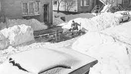 A Chicago resident shovels a neighborhood sidewalk in the aftermath of the Chicago Blizzard of 1987.