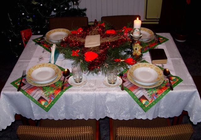 The image above is a traditional dinner table. The table is set in celebration of Wigilia. 
