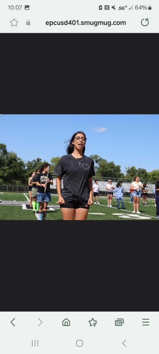 Drum Major Dana Solis during the EPMB Band Camp in early August. She’s perfecting her skills to lead the band.