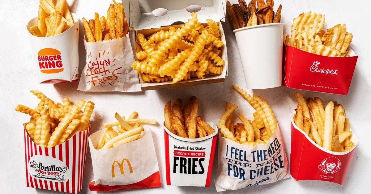 Pictured above is a variety of famous fast food fries. These are the most popular fries of fast food.