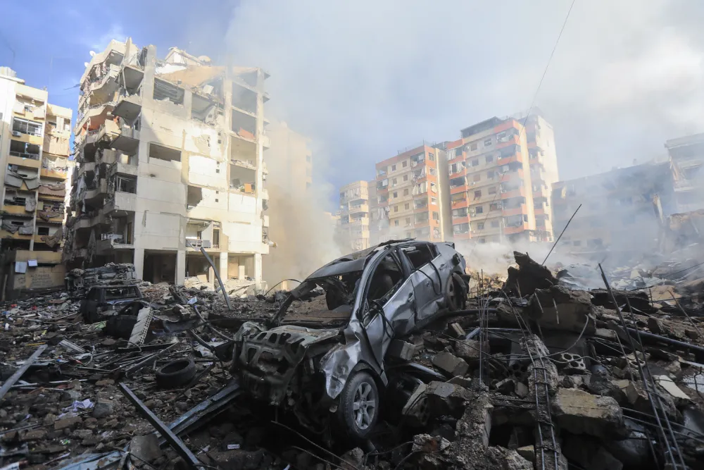 This photo was taken from Beirut, Lebanon's capital. The neighborhood was bombed Oct. 1, the day of Israel's initial invasion.