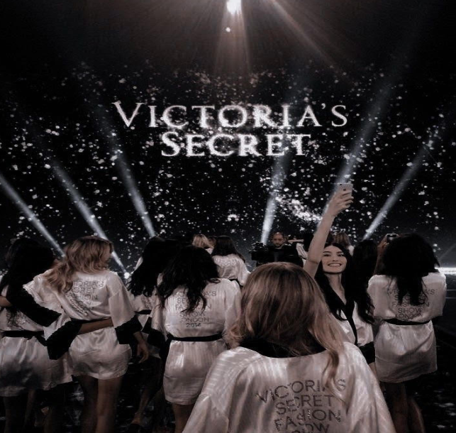 This is a picture from one of the Victoria Secret Fashion Shows. This was taken backstage in the room where all the models get their hair and makeup professionally done.