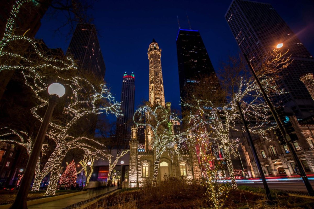 A lot of people go to downtown Chicago during Christmas because of It's very pretty scenery! 
