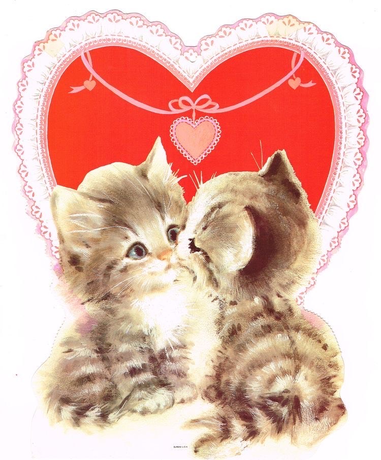 Retro Cats Valentine's Day card