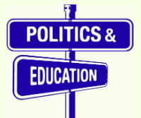 Clipart showing crossroads between the education and political system