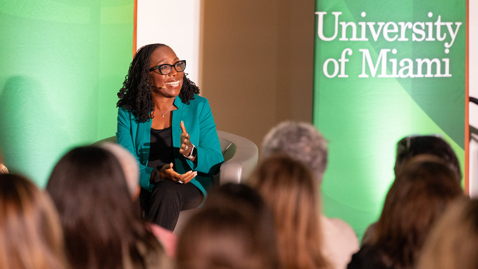 Kentaji Brown Jackson speaking at the University of Miami Donna E. Shalala student center on sept 7,2024. Jackson spoke about her life, her path to the supreme court, and her experiences as a mother to hundreds of students as well as other attending guests. 

