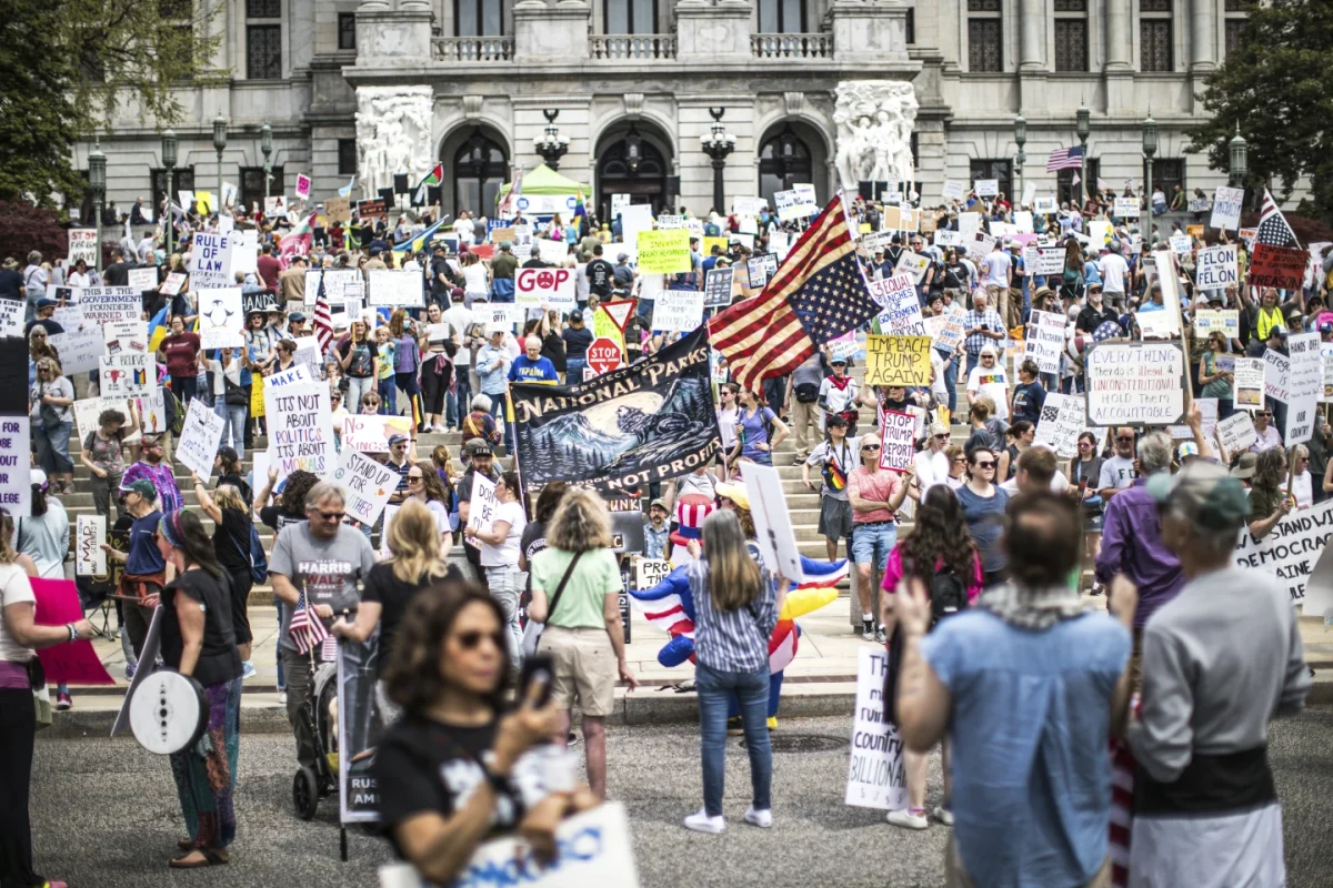 'Hands Off!' Protesters against Trump Administration