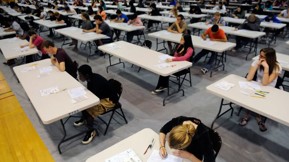 Picture of students during an AP exam 